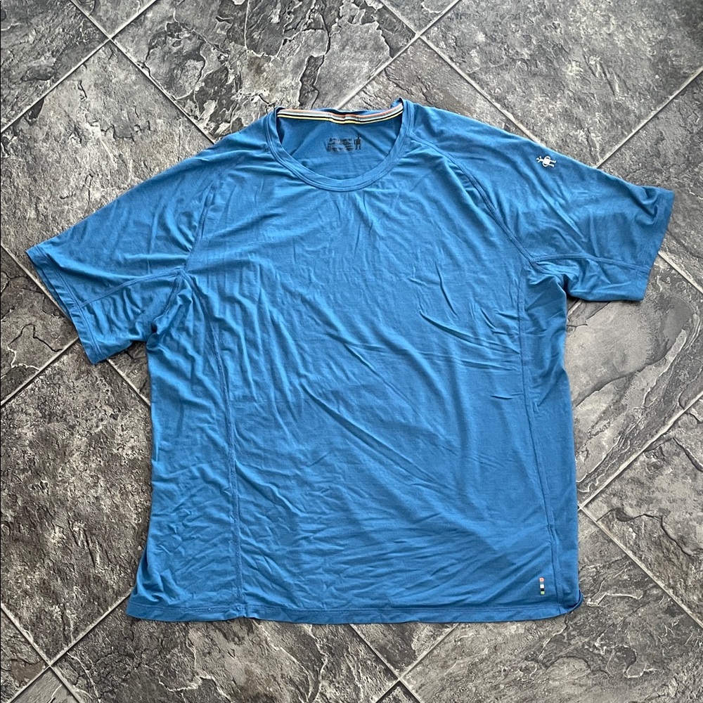 SMARTWOOL Men's Merino Wool-Blend Blue Layering Shirt Outdoor Athletic Hiking